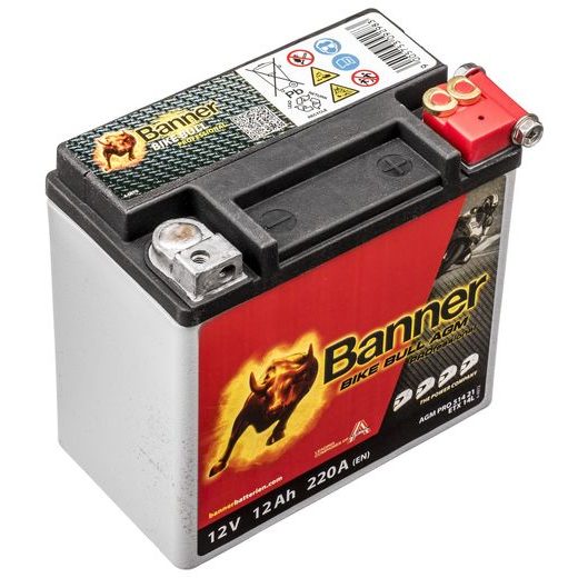 BATÉRIA 12 V, ETX 14L, 12AH, 220A, BANNER BIKE BULL AGM PRO 150X88X145