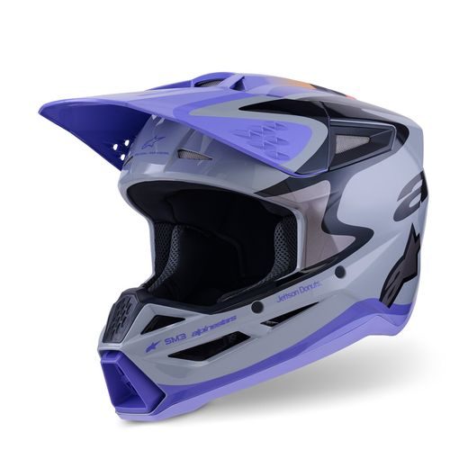 PRILBA S-M3 EDÍCIA JETT LAWRENCE, ALPINESTARS, DETSKÁ (ŠEDÁ/FIALOVÁ/ČERNÁ) 2026