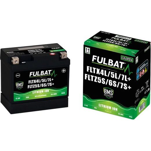 LÍTIOVÁ BATÉRIE& LIFEPO4& YTX4L-BS, YTX5L-BS, YTZ5S-BS& FULBAT& 12V, 3AH, 180A, HMOTNOSŤ 0,60 KG, 107X56X85