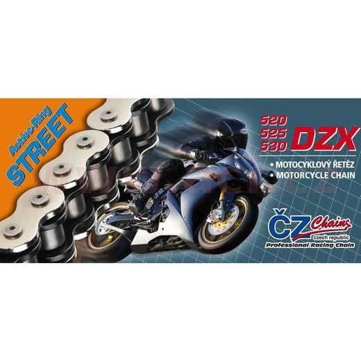 REŤAZ 525DZX, ČZ - ČR (FARBA ČIERNA, 114 ČLÁNKOV VR. NITOVACIE SPOJKY RIVET)