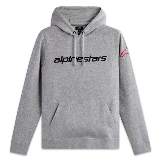 ALPINESTARS WORDMARK HOODIE 3 – VOĽNOČASOVÁ MOTO MIKINA (SIVÁ/ČERVENÁ/ČIERNA)