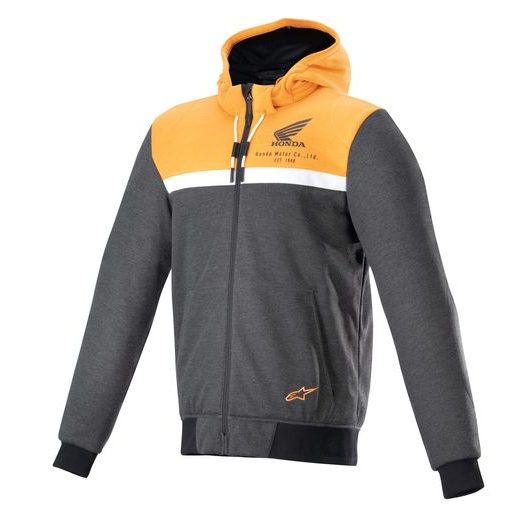 BUNDA CHROME STREET HOODIE HONDA KOLEKCE, ALPINESTARS (ČERNÁ/ŠEDÁ/ORANŽOVÁ) 2024