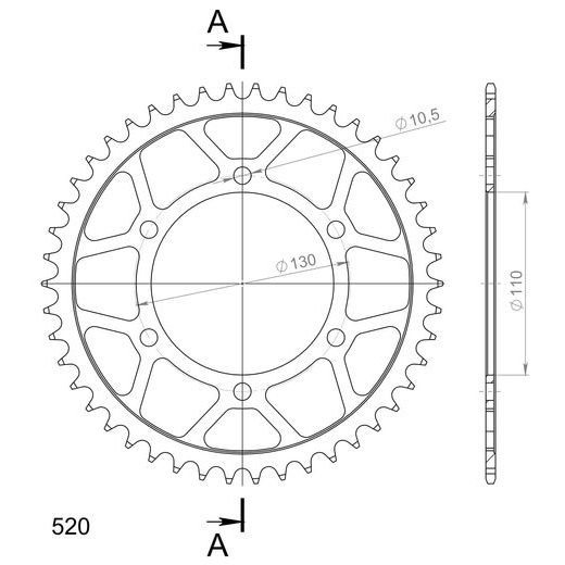 REŤAZOVÁ ROZETA SUPERSPROX RFE-486:46-BLK ČIERNA 46 ZUBOV,520
