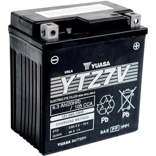 MOTOCYKLOVÁ BATÉRIA 12V, YTZ7V, 6,3AH, 105A, BEZÚDRŽBOVÁ SUPER MF AGM 113X70X120, YUASA ORIGINÁL (AKTIVOVANÁ VO VÝROBE)
