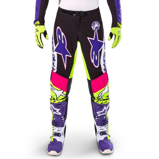 KALHOTY SUPERTECH LIMITOVANÁ EDICE DIRT STUDIOS, ALPINESTARS (BÍLÁ/FIALOVÁ/RŮŽOVÁ/ŽLUTÁ FLUO) 2025