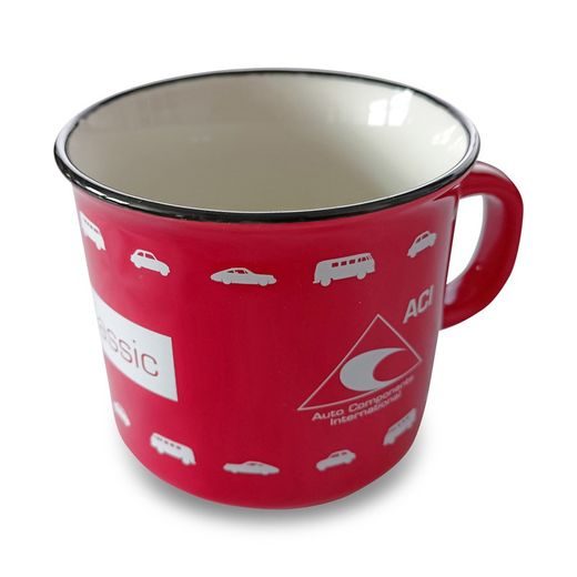 ČERVENÝ PORCELÁNOVÝ HRNEK VE TVARU PLECHÁČKU - #ACICLASSIC