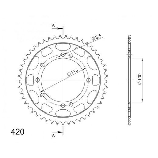 REŤAZOVÁ ROZETA SUPERSPROX RFE-457:49-BLK ČIERNA 49T, 420