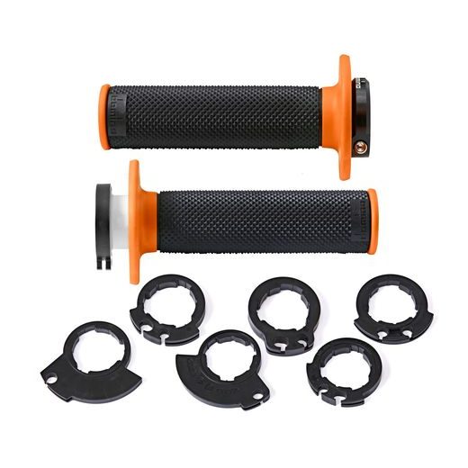 GRIPY LOCK-ON D100 (OFFROAD) DĹŽKA 125/130 MM (6 VAČEK), DOMINO (ČIERNO-ORANŽOVÉ)