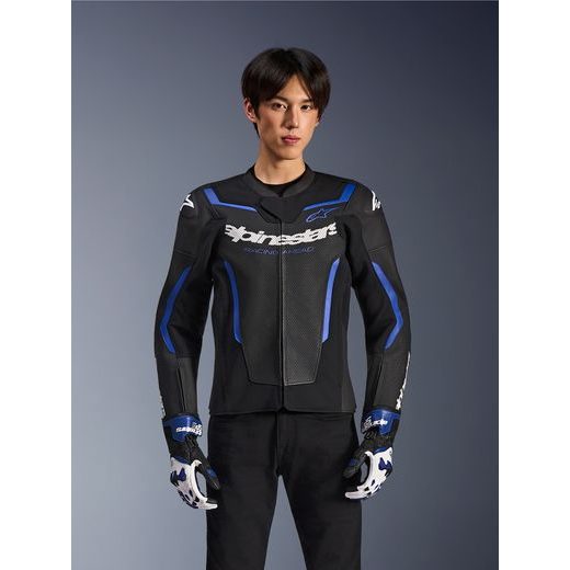 ALPINESTARS GP FORCE V2 AIRFLOW – MOTOCYKLOVÁ BUNDA NA CESTNÚ JAZDU (ČIERNA/METALICKÁ MODRÁ) 2026