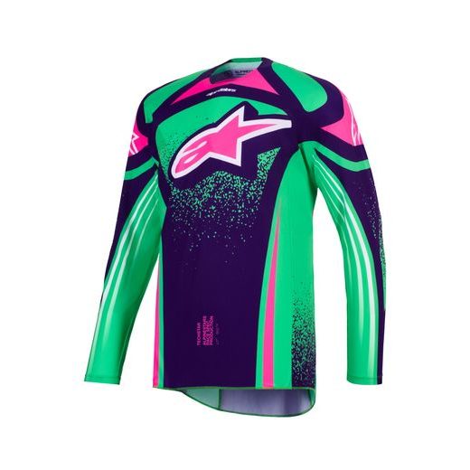 ALPINESTARS TECHSTAR NOMUR – MOTOKROSOVÝ DRES NA MX A ENDURO (TMAVO FIALOVÁ/ZELENÁ/RUŽOVÁ FLUO) 2026