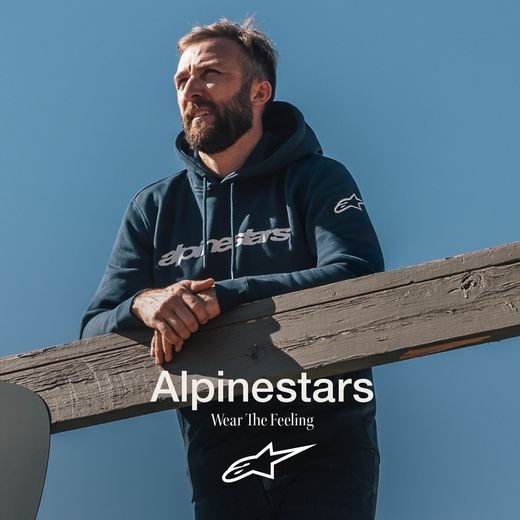 ALPINESTARS RACE WORDMARK HOODIE – VOĽNOČASOVÁ MOTO MIKINA (MODRÁ/BIELA)