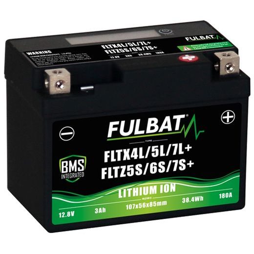 LÍTIOVÁ BATÉRIE& LIFEPO4& YTX4L-BS, YTX5L-BS, YTZ5S-BS& FULBAT& 12V, 3AH, 180A, HMOTNOSŤ 0,60 KG, 107X56X85