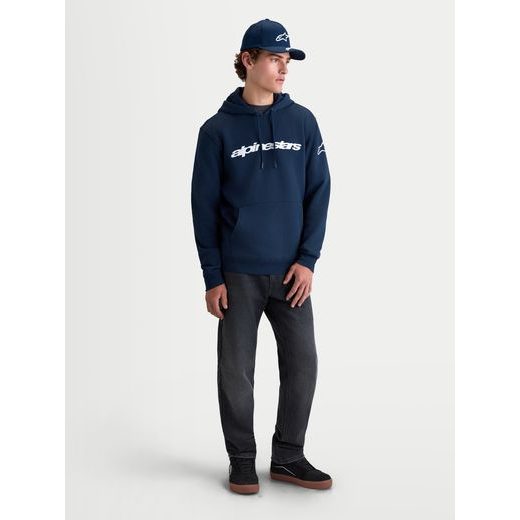 ALPINESTARS RACE WORDMARK HOODIE – VOĽNOČASOVÁ MOTO MIKINA (MODRÁ/BIELA)