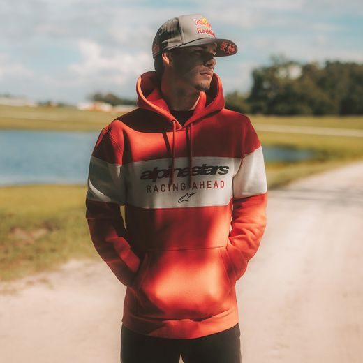 ALPINESTARS CUBIC HOODIE – VOĽNOČASOVÁ MOTO MIKINA (ČERVENÁ/SIVÁ)
