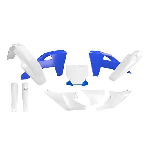 KOMPLETNÉ SADA PLASTOV 7 DIELOV (VRÁTANE CHRÁNIČOV VIDLÍC) HUSQVARNA, RTECH (BIELA, MODRÁ HERITAGE)