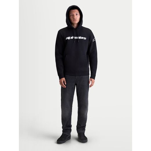 ALPINESTARS RACE WORDMARK HOODIE – VOĽNOČASOVÁ MOTO MIKINA (ČIERNA/BIELA)
