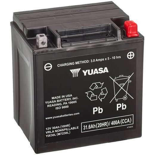 MOTOCYKLOVÁ BATÉRIA 12V, YIX30L, 31,6AH, 400A, BEZÚDRŽBOVÁ SUPER MF AGM 166X126X175, YUASA ORIGINÁL (AKTIVOVANÁ VO VÝROBE)