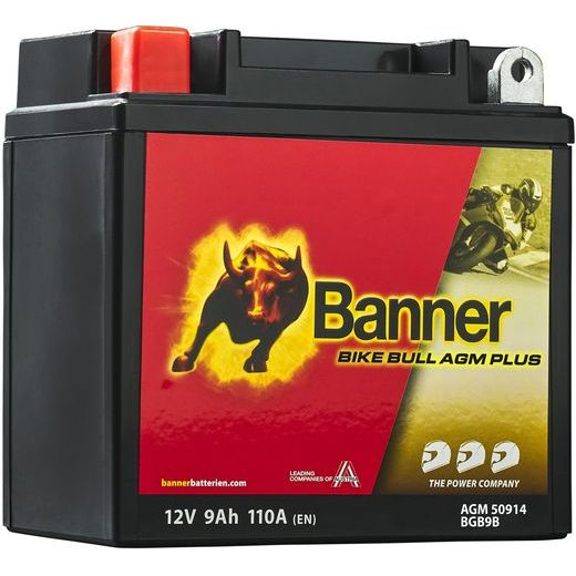 BATÉRIE AGM PLUS 12V, BGB9B, 9AH, 110A, BANNER BIKE BULL AGM PLUS 135X75X138