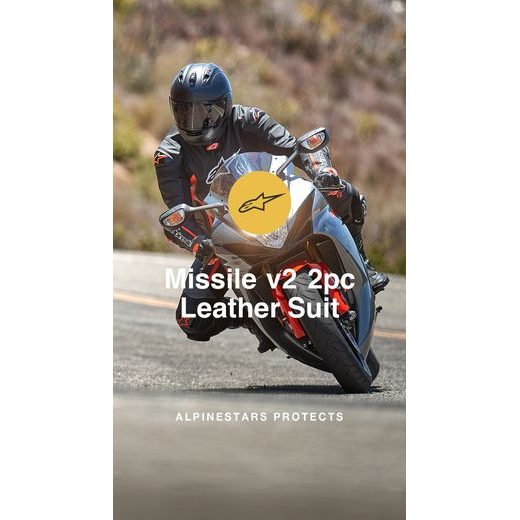 DVOJDIELNA KOMBINÉZA MISSILE 2 2022, TECH-AIR KOMPATIBILNÝ, ALPINESTARS (ČERNÁ/ČERVENÁ FLUO)