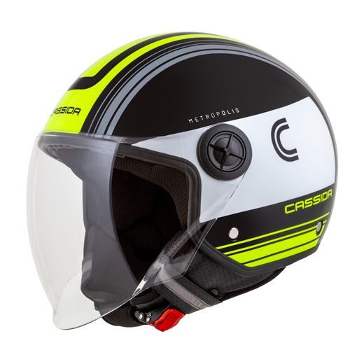 PŘILBA HANDY METROPOLIS, CASSIDA (ČERNÁ/BÍLÁ/ŽLUTÁ FLUO/ŠEDÁ) 2023