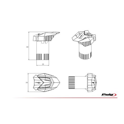 FRAME SLIDERS PUIG R19 3706N ČIERNY S ŠEDOU GUMOU
