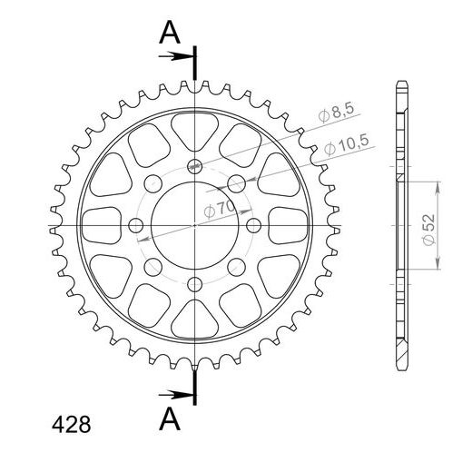 REŤAZOVÁ ROZETA SUPERSPROX RFE-802:41-BLK ČIERNA 41 ZUBOV,428