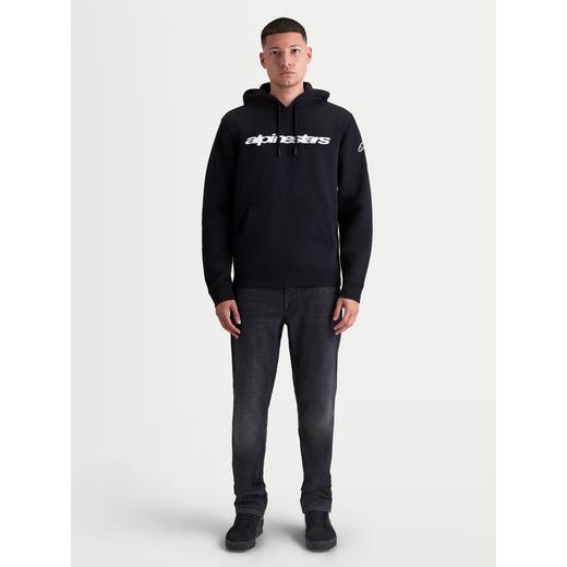 ALPINESTARS RACE WORDMARK HOODIE – VOĽNOČASOVÁ MOTO MIKINA (ČIERNA/BIELA)