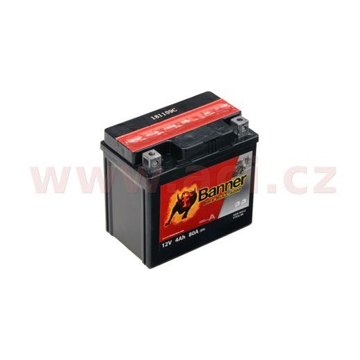BATÉRIA 12 V, YTX5 L-BS, 4AH, 80A, BANNER BIKE BULL AGM 114X71X106