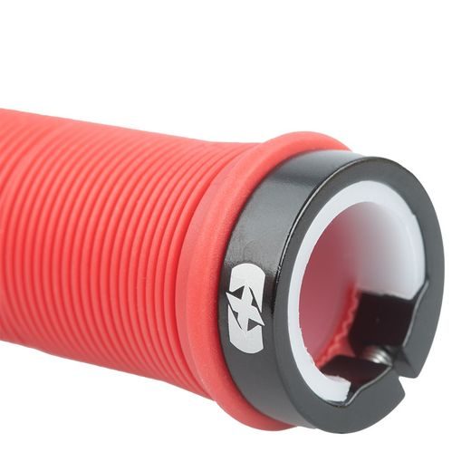 GRIPY DRIVER MTB LOCK-ON SA ŠROUBOVACÍMI OBJÍMKAMI, OXFORD (ČERVENÁ, DĹŽKA 130 MM, 1 PÁR)