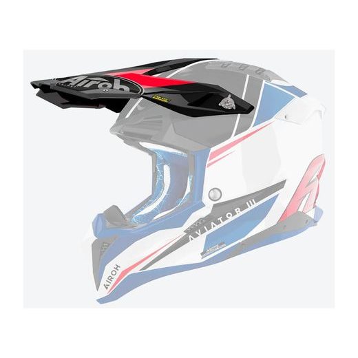 KŠILT PRO PŘILBU AVIATOR 3, AIROH (PUSH - MODRO ČERVENÝ LESKLÝ)