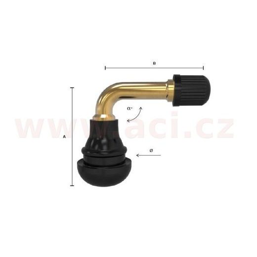 VENTIL BEZDUŠOVÝ MOTO, KOLOBEŽKA TR411 E-SCOOTER 90°, PR.8,3 MM, PVR-70
