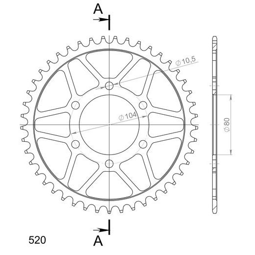 REŤAZOVÁ ROZETA SUPERSPROX RFE-478:45-BLK ČIERNA 45 ZUBOV,520