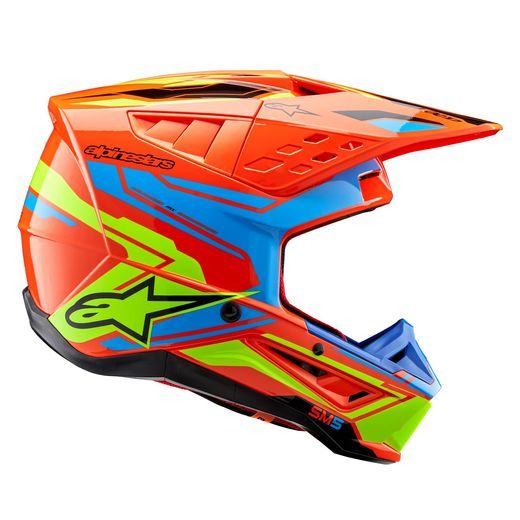 PŘILBA S-M5 ACTION 2, ALPINESTARS (ORANŽOVÁ FLUO/SVĚTLE MODRÁ/ŽLUTÁ FLUO) 2024