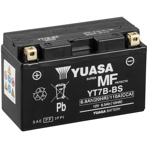 MOTOCYKLOVÁ BATÉRIA 12V, YT7B-BS, 6,8AH, 110A, BEZÚDRŽBOVÁ MF AGM 150X65X93, YUASA ORIGINÁL (VR. BALENIE ELEKTROLYTU)