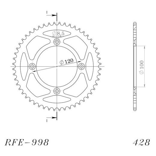 REŤAZOVÁ ROZETA SUPERSPROX RFE-998:50-BLK ČIERNA 50 ZUBOV,428