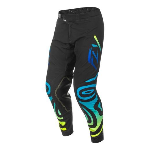 KALHOTY EVOLUTION, FLY RACING - USA 2025 (ČERNÁ/MODRÁ/HI-VIS)