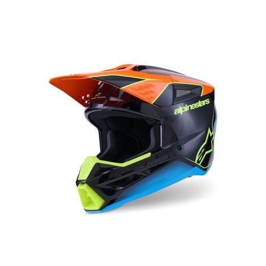 PRILBA S-M3 FRAY, ALPINESTARS (ČERNÁ/ORANŽOVÁ FLUO/ŽLUTÁ FLUO/TYRKYSOVÁ) 2026