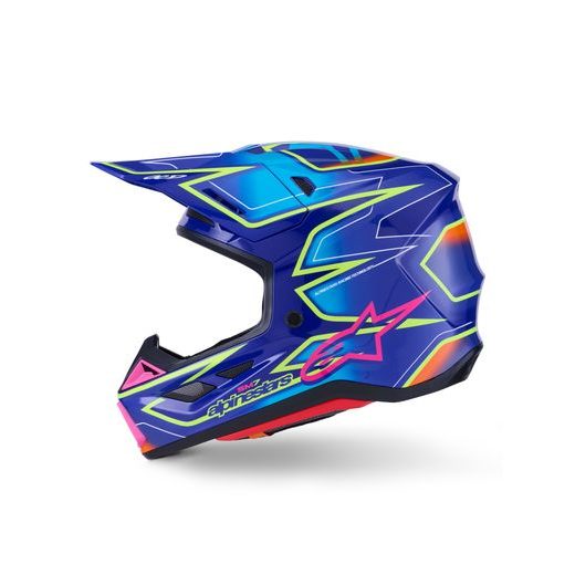PRILBA SM7 CAST, ALPINESTARS (MODRÁ/RŮŽOVÁ/ŽLUTÁ FLUO) 2026