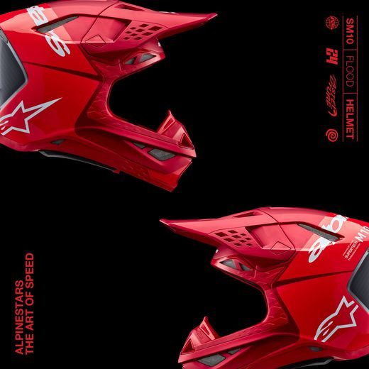 PŘILBA SUPERTECH S-M10 FLOOD, ALPINESTARS (ČERVENÁ FLUO/ČERVENÁ) 2024