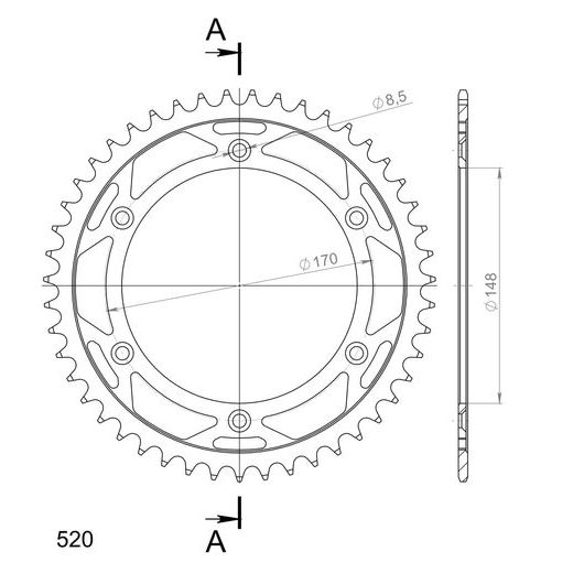 REŤAZOVÁ ROZETA SUPERSPROX RFE-828:47-BLK ČIERNA 47 ZUBOV,520