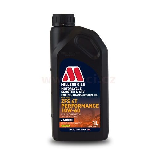 MILLERS OILS ZFS 4T PERFORMANCE 10W60 - PLNE SYNTETICKÝ ESTEROVÝ OLEJ PRE 4T MOTORY, MOKRÁ SPOJKA, JASO MA2 1 L
