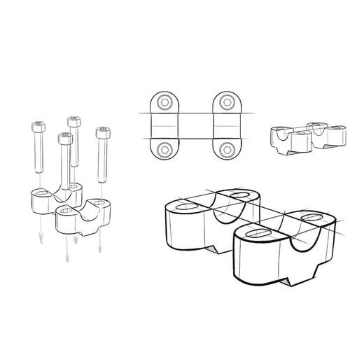 ZVÝŠENIE RIADIDIEL PUIG 22529P STRIEBORNÁ VÝŠKA 20 MM, D 29 MM