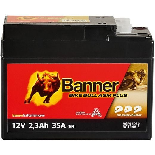 BATÉRIE AGM PLUS 12V, BGTR4A-S, 2,3AH, 35A, BANNER BIKE BULL AGM PLUS 112X48X85