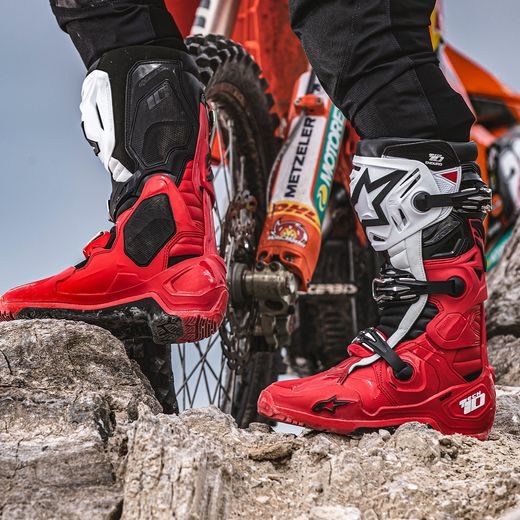 TOPÁNKY TECH 10 ENDURO, ALPINESTARS (ČERVENÁ/ČIERNA/BIELA) 2025