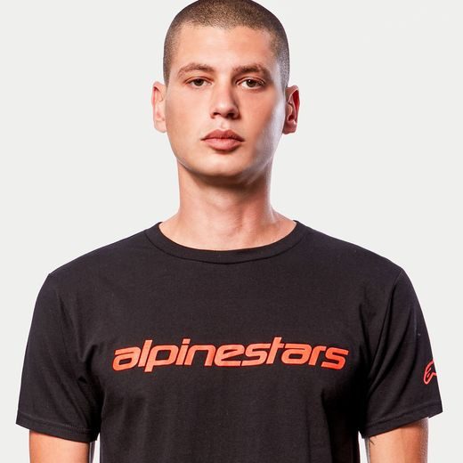 TRIKO LINEAR WORDMARK TEE, ALPINESTARS (ČERNÁ/ČERVENÁ FLUO)