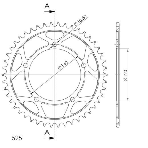 REŤAZOVÁ ROZETA SUPERSPROX RFE-1792:46-BLK ČIERNA 46 ZUBOV,525