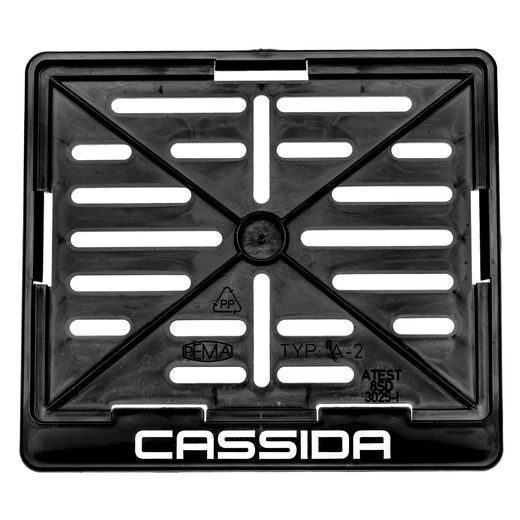 PODLOŽKA POD RZ (SPZ) PRE MOTOCYKLE ČR S LOGOM CASSIDA - PRE ZNAČKY O ROZMERU 200 MM (Š) X 160 MM (V)
