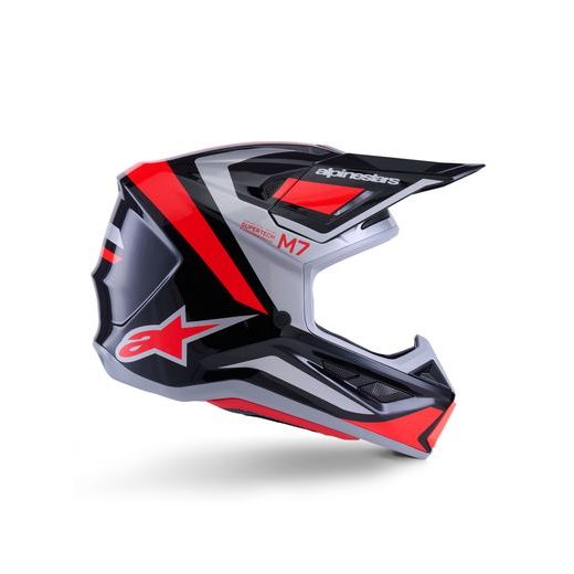 PRILBA SM7 RISE, ALPINESTARS (ČERNÁ/STŘÍBRNÁ/ČERVENÁ FLUO) 2026