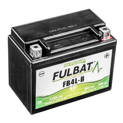 BATÉRIA 12 V, FB4L-B GÉL, 12V, 5AH, 50A, BEZÚDRŽBOVÁ GÉL TECHNOLÓGIE 120X70X92 FULBAT (AKTIVOVANÁ VO VÝROBE)