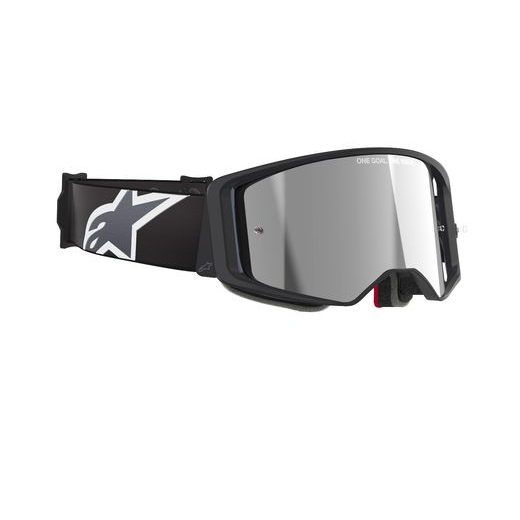 ALPINESTARS SUPERTECH CORP – MOTOKROSOVÉ OKULIARE NA MX A ENDURO (ČIERNA/SIVÁ, ZRKADLOVÉ STRIEBORNÉ PLEXI) 2025